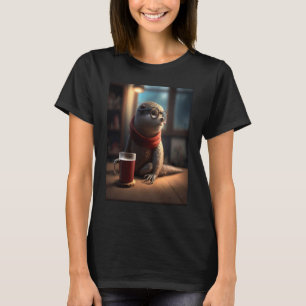 T-shirt Loutre Nerd Loutre Buvant du Café 1