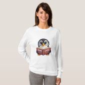 T-shirt Louveur de livre de pingouin mignon (Devant entier)