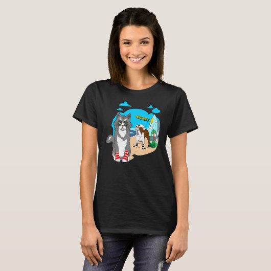 T-shirt Lovable Bull Chien merdique Chat T Chemise Surfs v (Devant entier)