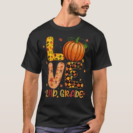 T-shirt Love 2nd Grade Happy Fall Thanksgiving Women Teach (Devant)