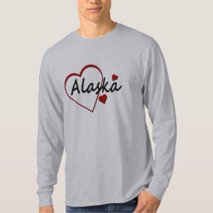T-shirt Love Alaska Hearts Mens Long Sleeve