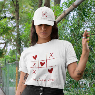 T-shirt Love Always wins Quote l Red Heart Playful 
