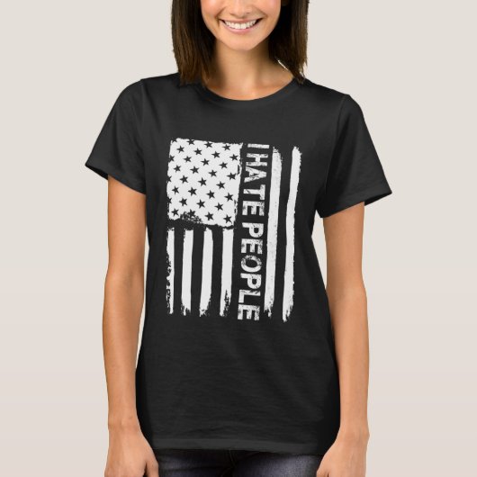 T-shirt Love America I Hate People   USA Flag (Devant)