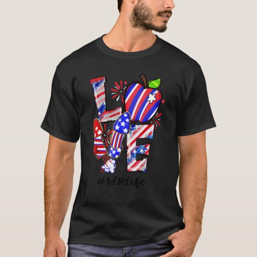 T-shirt Love Apple Fireworks Slp Life 4 juillet (Devant)