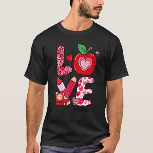 T-shirt LOVE Apple Heart IEP Life Teacher Valentine's Day (Devant)
