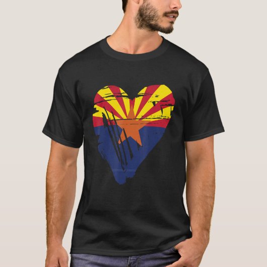 T-shirt Love Arizona State Retro Coeur Drapeau (Devant)