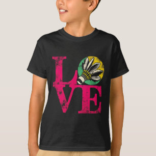 T-shirt Love Badminton - Vintage Badminton Shuttl