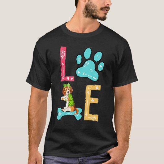 T-shirt Love Beagle Paw Chien Propriétaire (Devant)