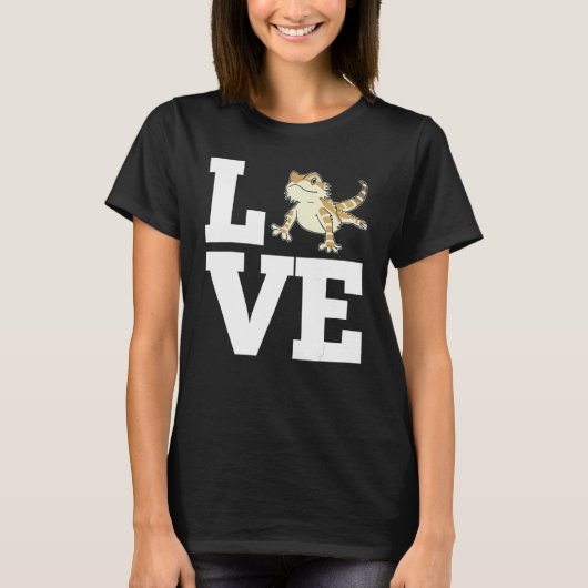 T-shirt LOVE Bearded Dragon Lizard Reptile Pet Animals Ou (Devant)
