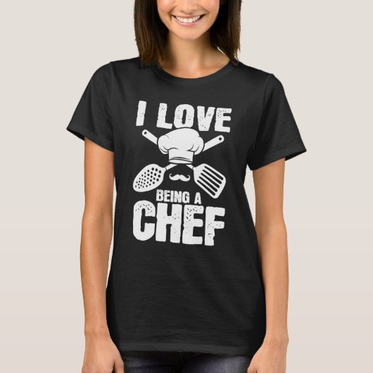 T-shirt Love Being Chef Cooking Expert Cook Culinary Grap (Devant)