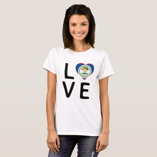 T-shirt Love - Belize Flag (Devant entier)