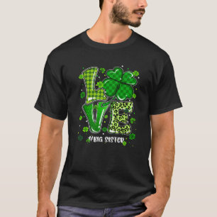 T-shirt Love Big Sister Green Plaid Leopard St Patrick's D