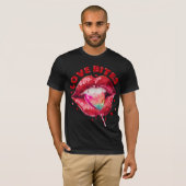 T-shirt Love Bites Cute Lips Lollipop-Funny Valentine's (Devant entier)