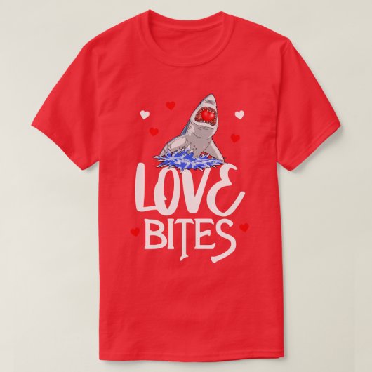 T-shirt Love Bites Shark Tee s Funny Femmes Valentine Cade (Design devant)