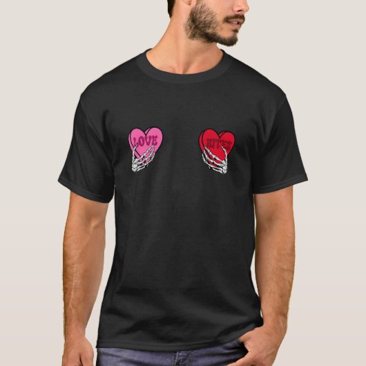 T-shirt Love BITES Squelette Mains Valentines Fête Hommes  (Devant)
