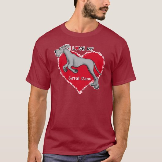 T-shirt Love Black Great Dane UC (Devant)