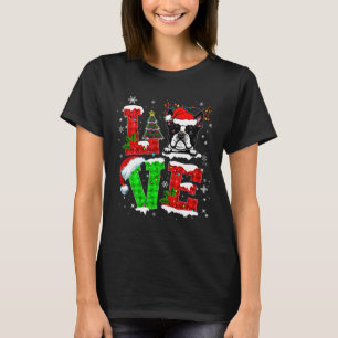 T-shirt Love Boston Terrier Santa Hat Noël animal de compa