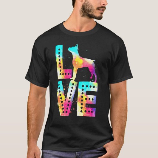 T-shirt Love Boxer Chien Colorful Chien (Devant)