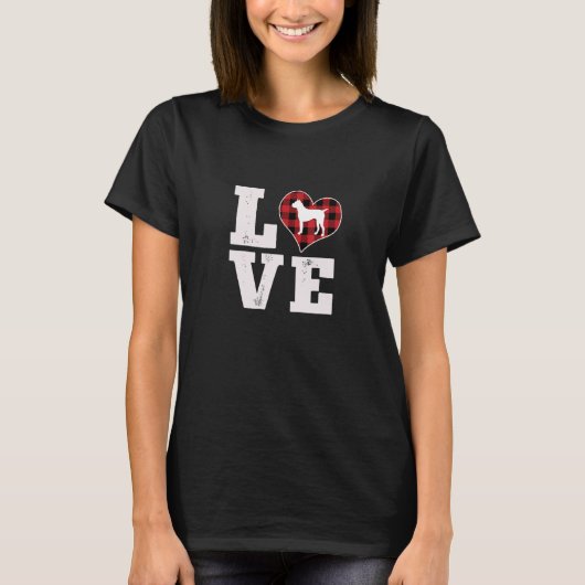 T-shirt Love Boxer Dog Lover Gifts Dog Buffalo Plaid Valen (Devant)