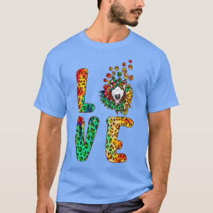 T-shirt Love Bull Terrier Dog Funny Sunflower Tie Dye Leop