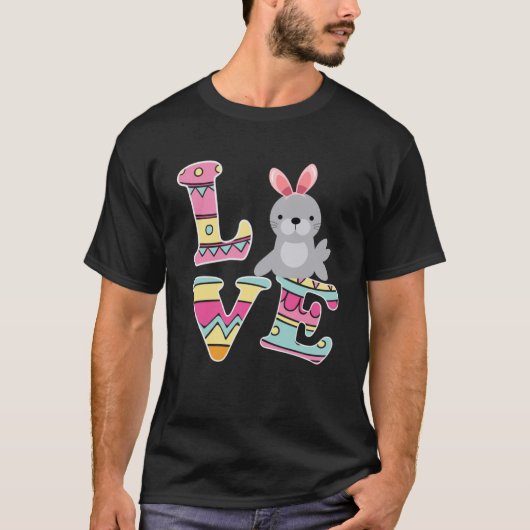 T-shirt Love Bunny Oeufs de Lion de Mer Chasse Joyeux Jour (Devant)