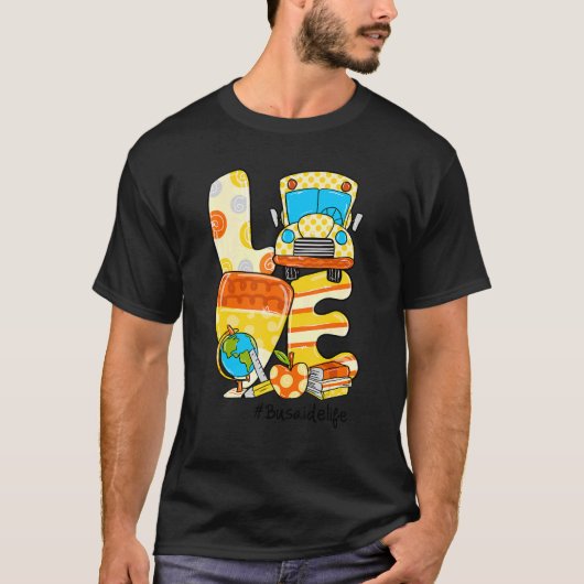 T-shirt LOVE Bus Candy Corn Bus Aide Vie Automne Halloween (Devant)