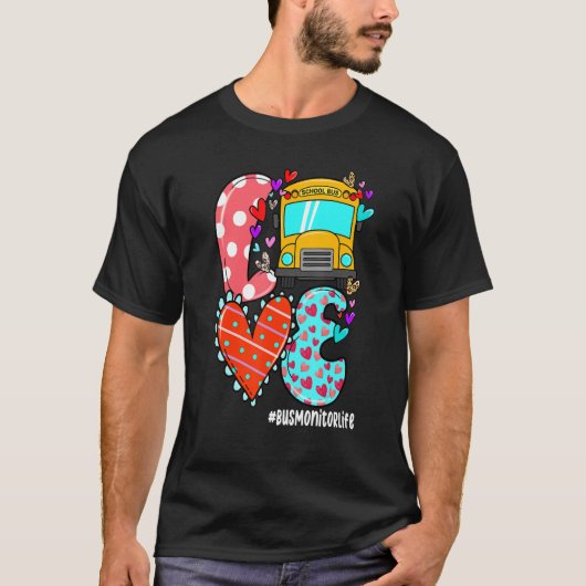 T-shirt LOVE Bus Monitor Life Leopard Heart Valentine's Da (Devant)