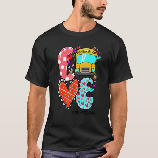 T-shirt LOVE Bus Monitor Life Leopard Heart Valentine's Da (Devant)