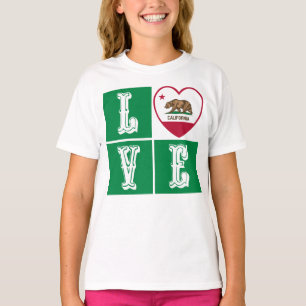 T-shirt Love California Republic State Drapeau Heart Pride
