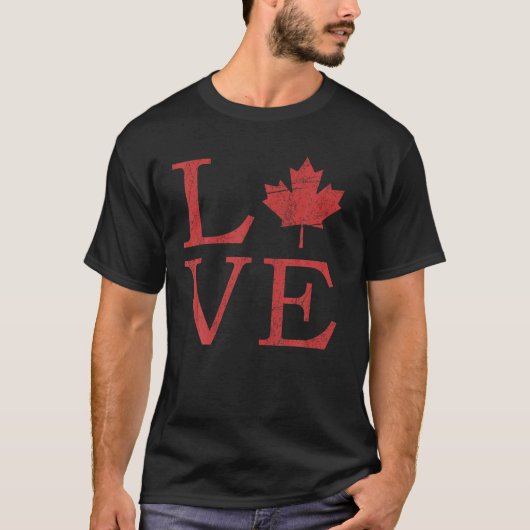 T-shirt LOVE Canada Feuille d'érable Drapeau canadien Fête (Devant)