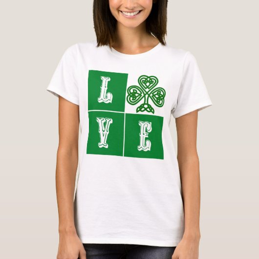 T-shirt Love Celtic Coeurs Shamrocks (Devant)