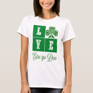 T-shirt Love Celtic Shamrock Hearts Ireland Motto