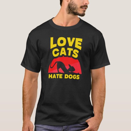 T-shirt Love Chats Hate Chiens Animaux de chat (Devant)