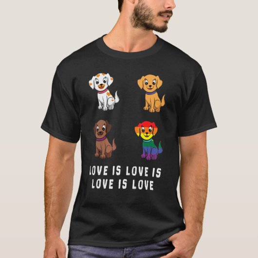 T-shirt Love Chiens Chien Chien Chien Chien Ciel Gay pride (Devant)