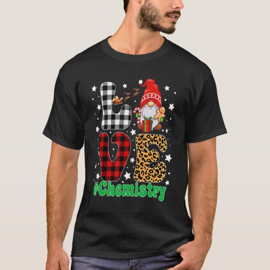 T-shirt Love Chimie Gnome Noël Leopard Plaid Xmas (Devant)