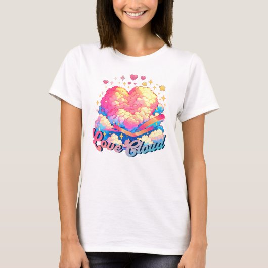 T-shirt Love Cloud - Whimsical Heart and Cloud Design (Devant)