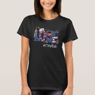 T-shirt Love Cma Vie Stethoscope Usa Drapeau 4 juillet Pat