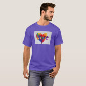 T-shirt Love Coeur arc-en-ciel Inspiration Word Art (Devant entier)