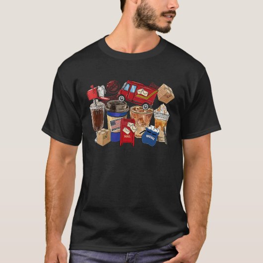 T-shirt Love Coffee Postal Worker Transporteur de courrier (Devant)