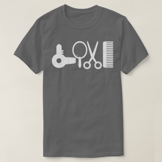 T-shirt Love Coiffure Sèche-cheveux Comb Ciseaux Funny Bar (Design devant)