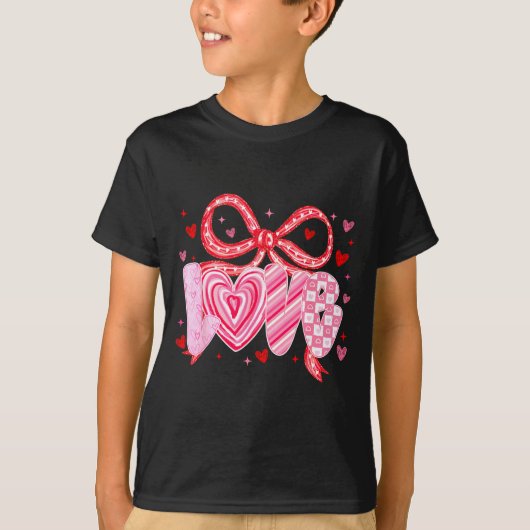 T-shirt Love Coquette Bow Leopard Hearts Valentine Women G (Devant)