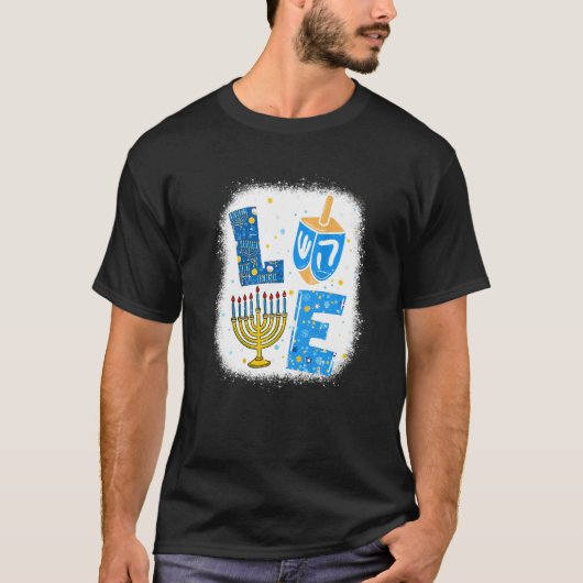 T-shirt LOVE Cute Hanukkah Decorations Dreidel Menorah Cha (Devant)