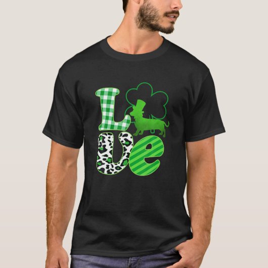 T-shirt Love Dachshund Weiner Dogs St Patrick's Day (Devant)