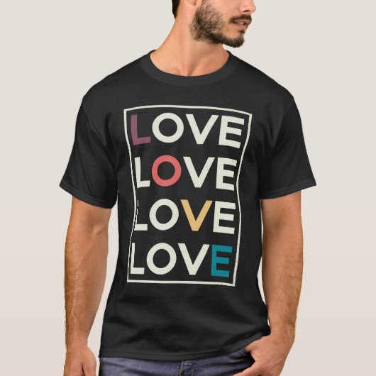 T-shirt Love Distressed Retro Look Block Lettering (Devant)