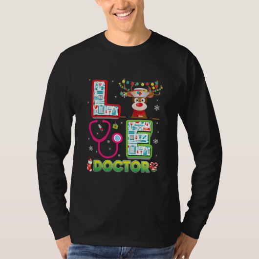 T-shirt Love Doctor Reindeer Stethoscope Sweater Ugly (Devant)