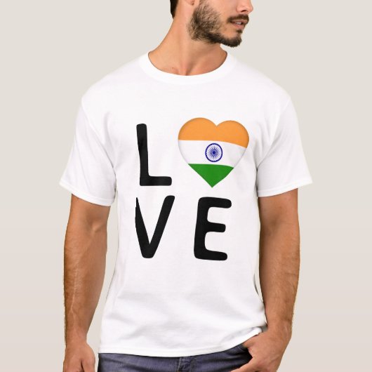 T-shirt Love - Drapeau indien (Devant)