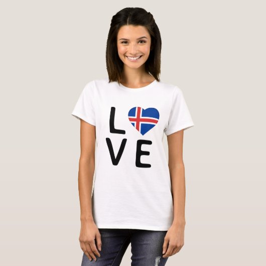 T-shirt Love - Drapeau Islande (Devant entier)