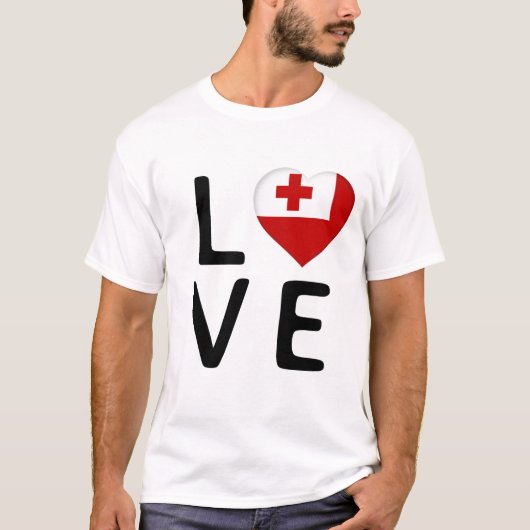 T-shirt Love - Drapeau Tonga (Devant)