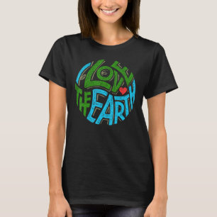 T-shirt Love Earth Hipster Tattoo Earth Heart Jour des ter