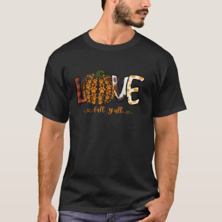 T-shirt Love Fall Y tout Citrouille Chien Empreinte de pat